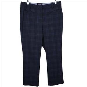 Lands' End Classic Clothing Navy Checked Plaid Zip Mid Rise Straight Leg Trouser